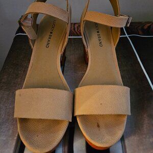Lucky Brand Platform Tan Leather Sandals Sz 9